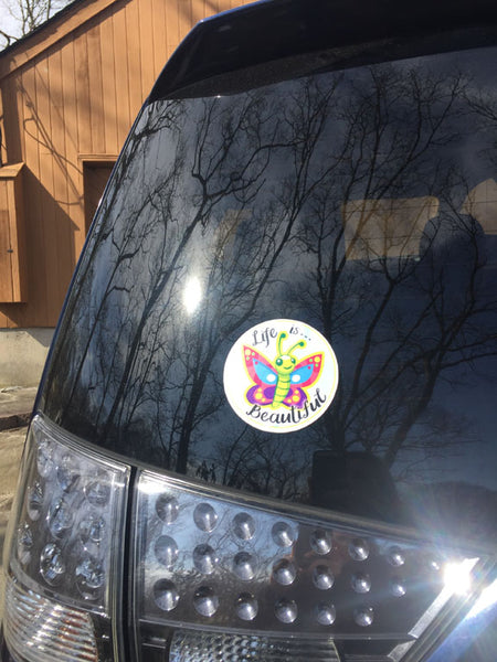 Life is Beautiful Water Bottle Sticker & Tumbler Decal, Laptop Car Truck Sticker Waterproof 4" - Kids Room Mural Wall Decals