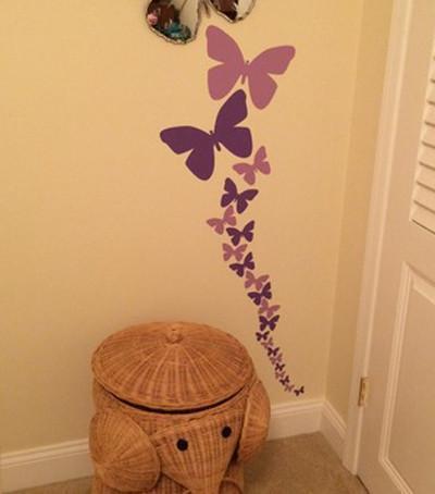 Butterfly Wall Stickers Purple Lilac & White -Girls Wall Decals - Create-A-Mural