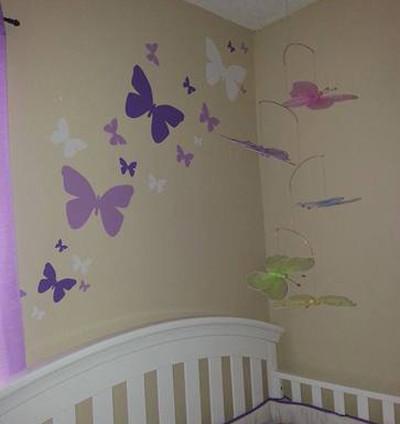 Butterfly Wall Stickers Purple Lilac & White -Girls Wall Decals - Create-A-Mural