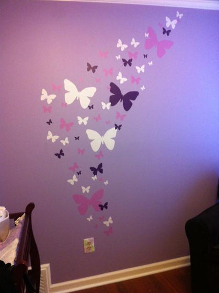 Butterfly Wall Stickers Purple Lilac & White -Girls Wall Decals - Create-A-Mural