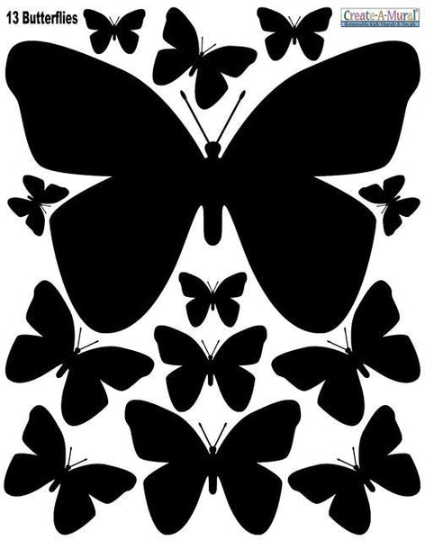 Butterfly Wall Decals -Black & White - Kids Room Mural Wall Decals