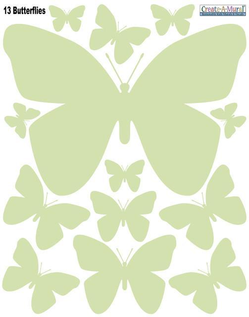 Sage Butterfly Wall Decals - Create-A-Mural