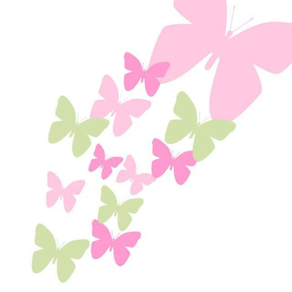 Butterfly Wall Decals- Soft Pink, Pink, & Sage Green Vinyl Wall Decor Stickers - Kids Room Mural Wall Decals