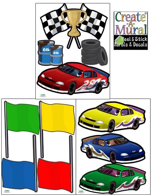 Race Car Wall Stickers - Kids Room Mural Wall Decals