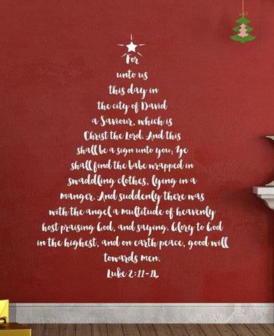 Christmas Tree Scripture Wall Decal - Kids Room Mural Wall Decals