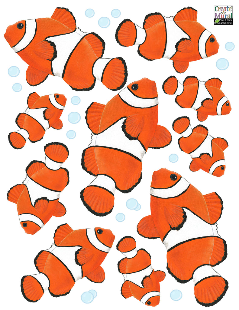 Clown Fish With Bubbles Wall Stickers - Kids Room Mural Wall Decals