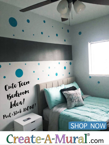 Polka Dot Wall Decals (63) Teal Blue Wall Dot Stickers - Create-A-Mural