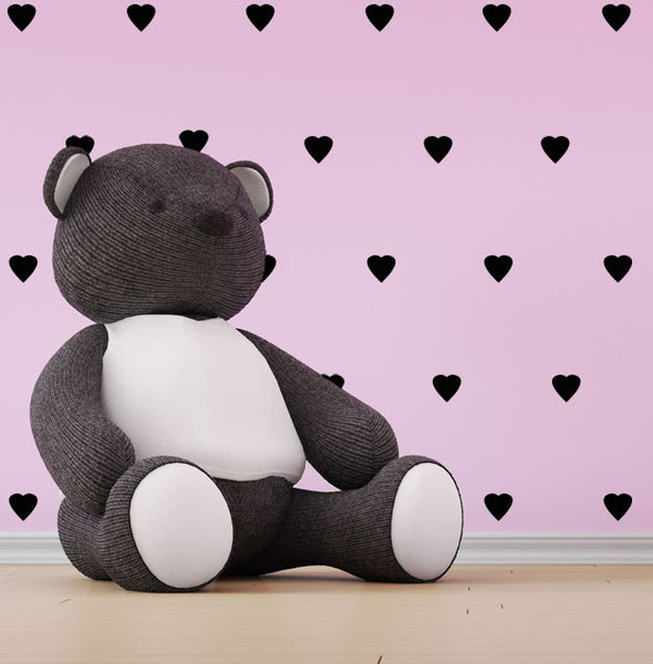 Heart Wall Decals -Gold, Red, Pink, Purple, White, Black, Silver - Kids Room Mural Wall Decals