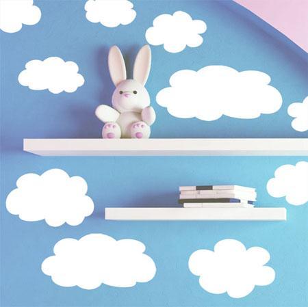 Kids Fluffy Cloud Wall Decals - Kids Room Mural Wall Decals