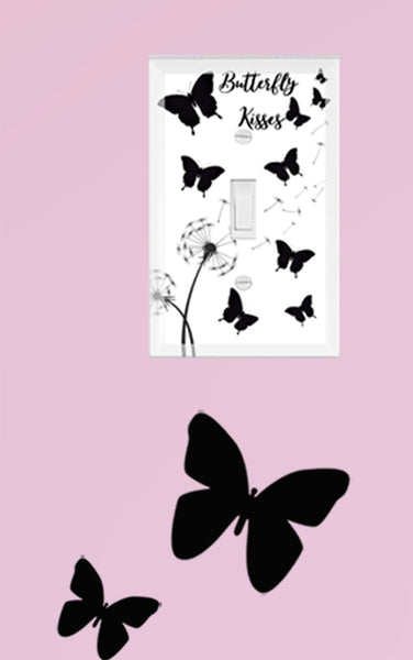 Black Butterfly Kisses Girls Light Switch Cover Plate