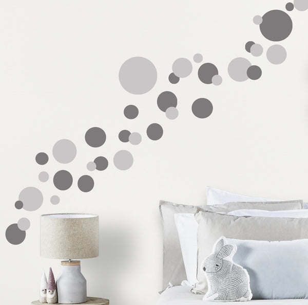 Dark & Light Grey Polka Dot Wall Decals - Kids Room Mural Wall Decals