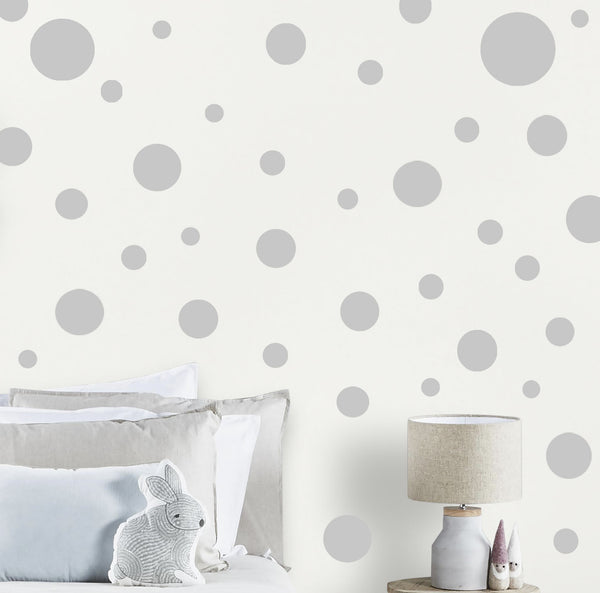 Grey Polka Dot Wall Stickers (63) Wall Dot Decals - Create-A-Mural