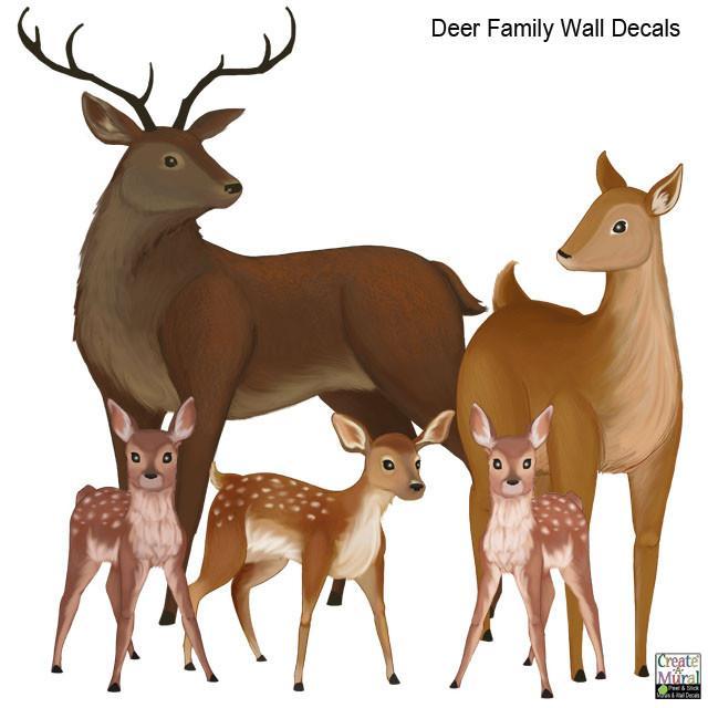 Deer Family Wall Decals - Kids Room Mural Wall Decals