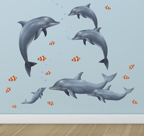 Dolphin Family Wall Decals - Kids Room Mural Wall Decals