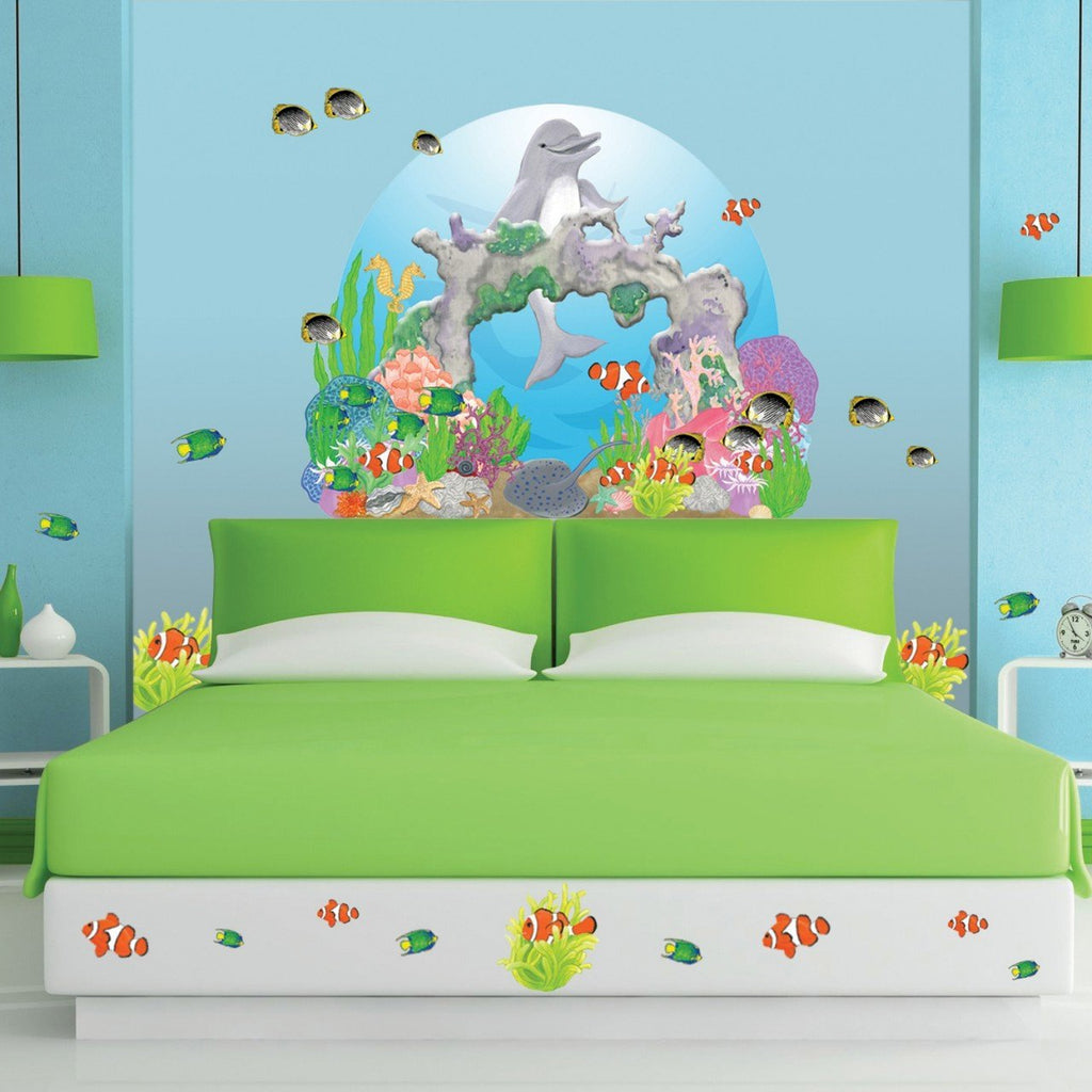 Happy Dolphin Mural - Kids Room Mural Wall Decals