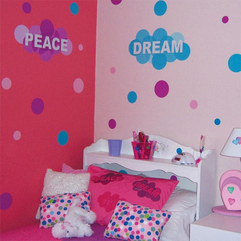 Word Bubble & Dots Room Mural - Create-A-Mural