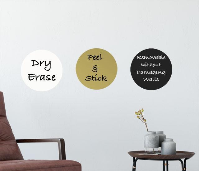 Dry Erase Dot Wall Decals -Gold, White, Black - Kids Room Mural Wall Decals