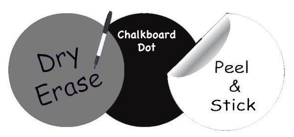 Dry Erase Dot Wall Decals: Peel & Stick, Writable, Erasable (Black,Gray,White) - Kids Room Mural Wall Decals