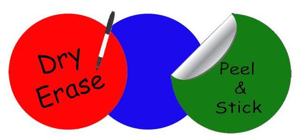 Dry Erase Dot Wall Decals: Peel & Stick, Writable, Erasable (Red,Blue,Green) - Kids Room Mural Wall Decals