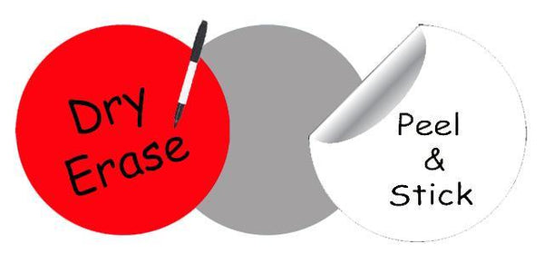 Dry Erase Dot Wall Decals: Peel & Stick, Writable, Erasable (Red,Gray,White) - Kids Room Mural Wall Decals