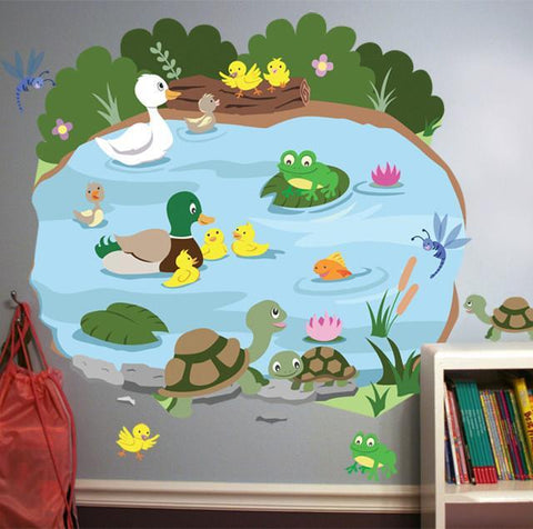 Duck Pond Mural - Kids Room Mural Wall Decals