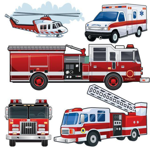 Large Fire Truck & Vehicles Wall Decal - Create-A-Mural