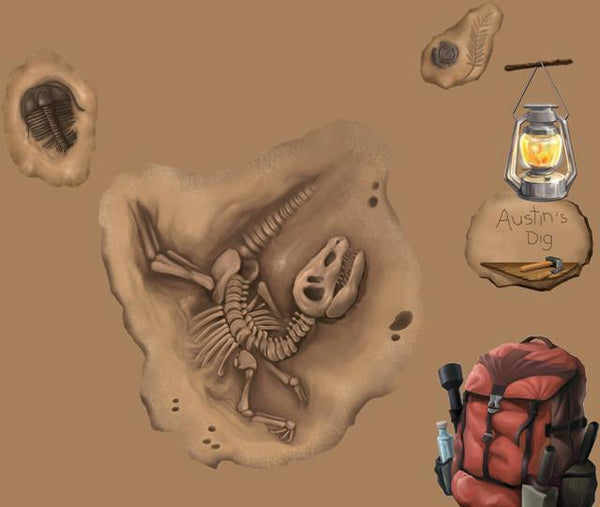 Dinosaur Fossil Mural -Boys Room Mural - Create-A-Mural