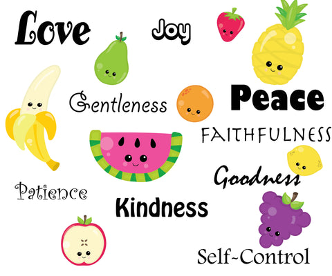 Fruit of The Spirit Words and Fruit Wall Decals
