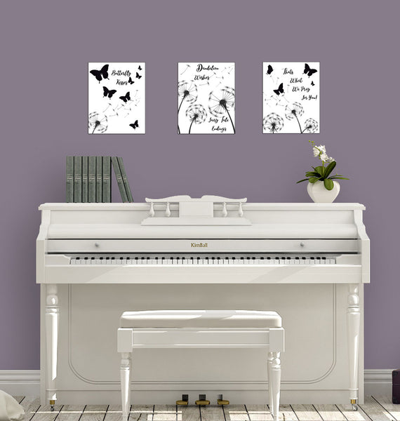 Purple Butterfly & Dandelion Flower Wall Art Prints