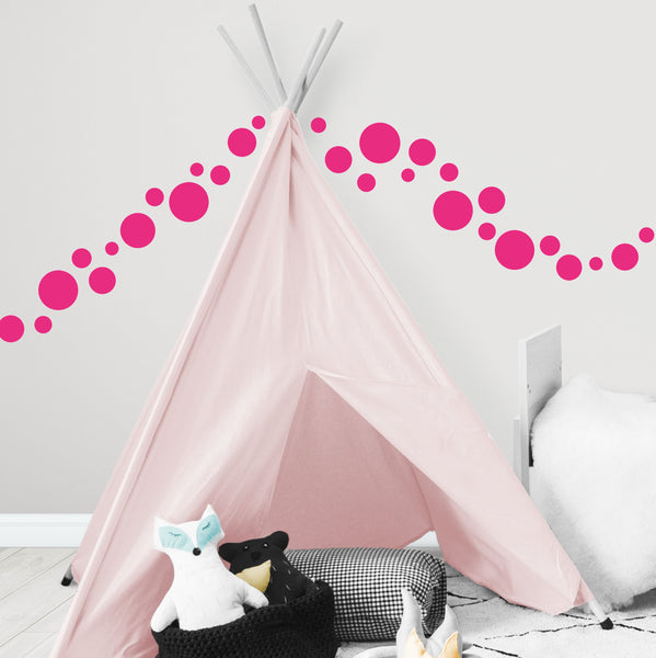 Polka Dot Wall Stickers- (63) Hot Pink Wall Dot Decals - Create-A-Mural