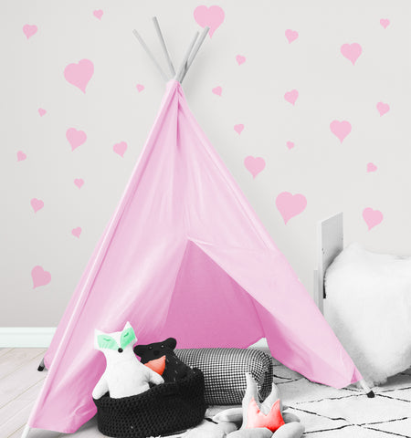 Heart Wall Decals ~Girls Room Stickers (Pink) - Kids Room Mural Wall Decals