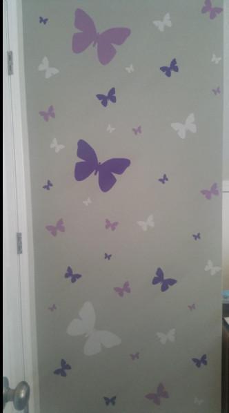 Butterfly Wall Stickers Purple Lilac & White -Girls Wall Decals - Create-A-Mural
