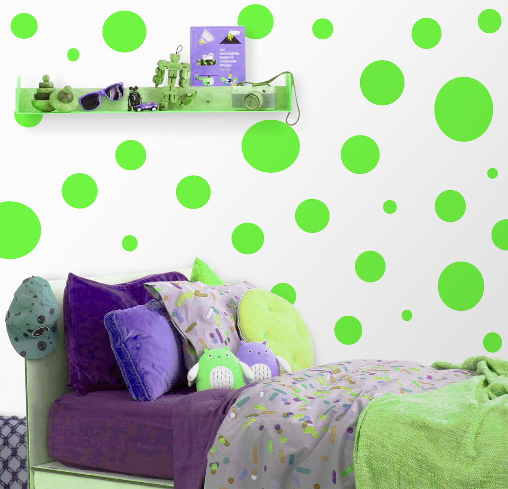 Lime Green Wall Dots (63) Polka Dot Wall Decals - Create-A-Mural
