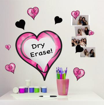 Swirly Dry Erase Heart Wall Decal - Kids Room Mural Wall Decals