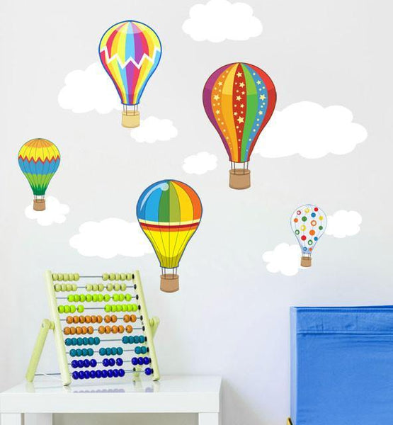 Hot Air  Balloon & Cloud Wall Decals - Kids Room Mural Wall Decals