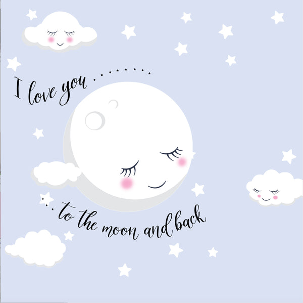 Love You To The Moon and Back Stars, Cloud Baby Nursery Room Wall Decals - Kids Room Mural Wall Decals