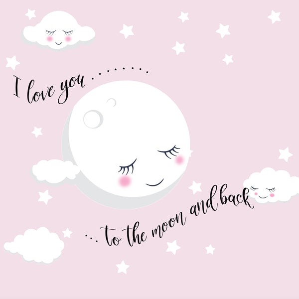 Love You To The Moon and Back Stars, Cloud Baby Nursery Room Wall Decals - Kids Room Mural Wall Decals