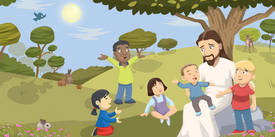 Jesus Loves Children -Kids Wallpaper Church Ministry - Kids Room Mural Wall Decals