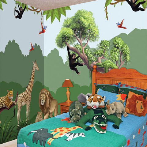 Jungle Adventures Mural Large - Kids Room Mural Wall Decals