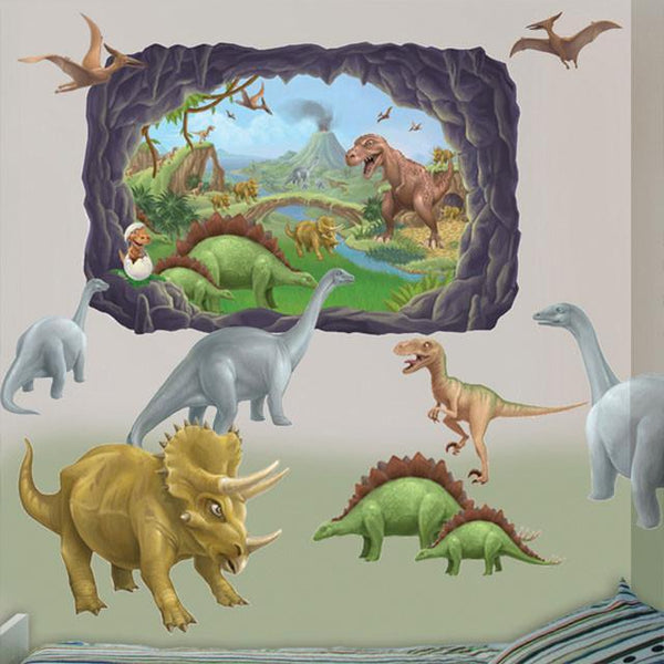 Dinosaur Adventures Mural -Boys Room Mural - Kids Room Mural Wall Decals