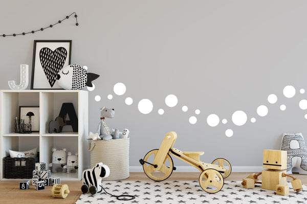 Polka Dot Wall Decals (63) White Wall Dot Decals - Create-A-Mural