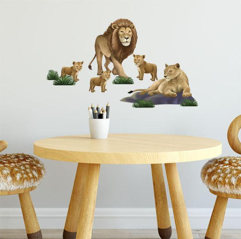 Lion Family Wall Decals for Kids Rooms - Kids Room Mural Wall Decals