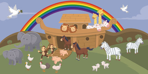Noah's Ark Rainbow Kids Church Wallpaper Mural - Kids Room Mural Wall Decals