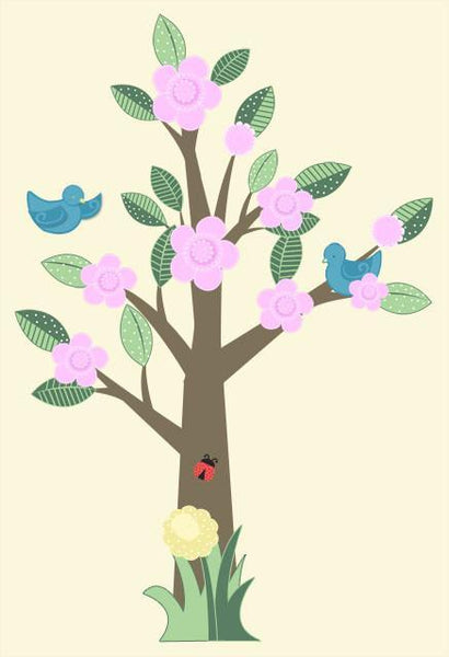 Nursery Tree with Blossoms Mural - Kids Room Mural Wall Decals