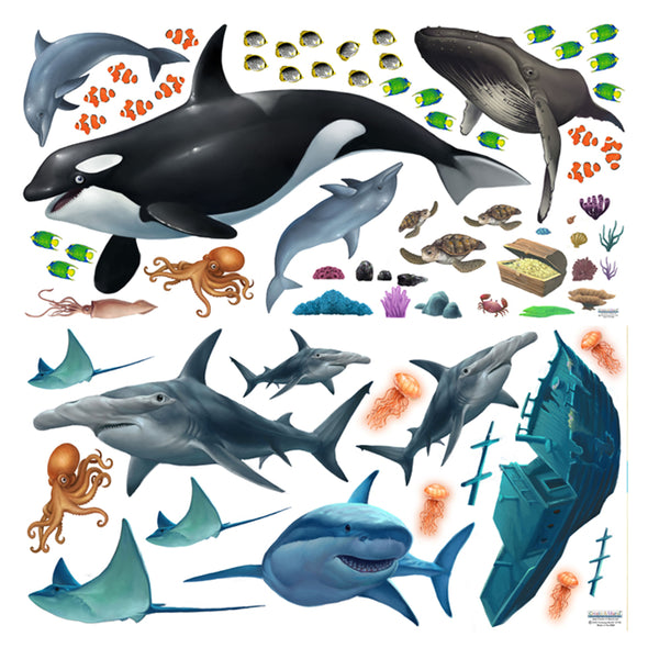 Ocean Mural -Kids Peel and Stick Undersea Wall Mural - Create-A-Mural