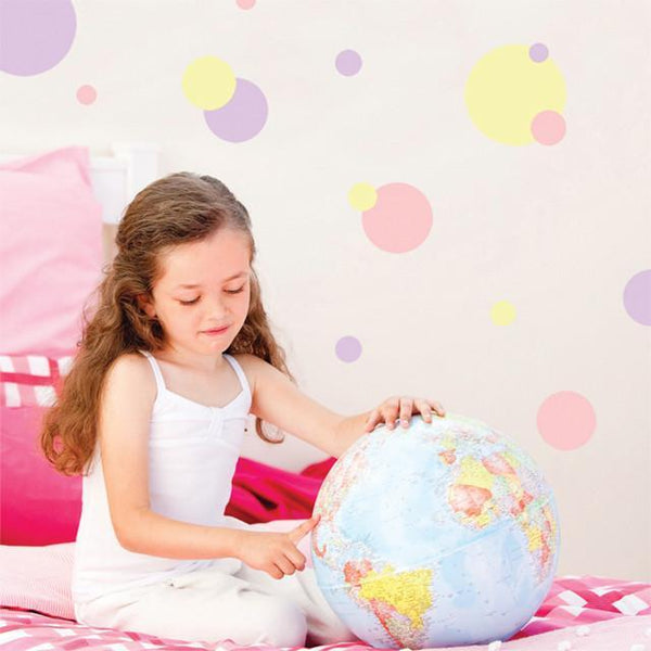 Polka Dot Decals- Pink, Soft Yellow & Lavendar Appliques' - Create-A-Mural