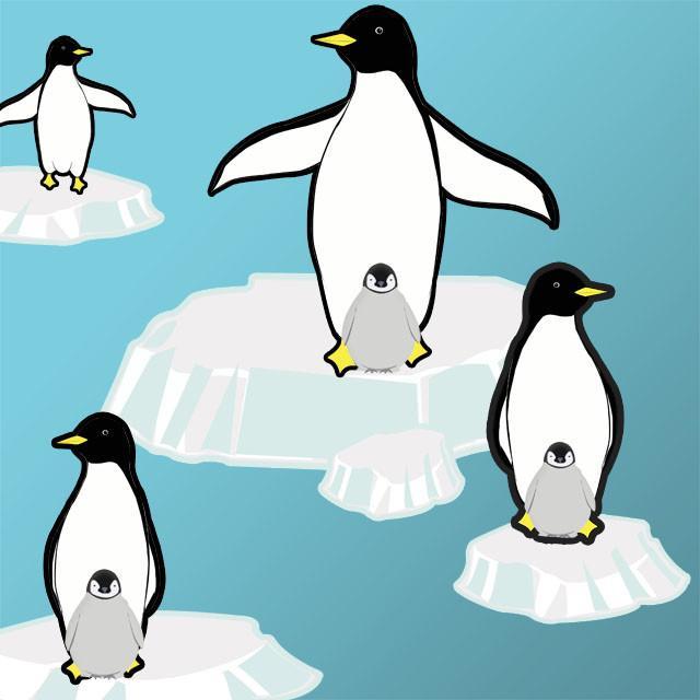 Playful Penquin Secene Wall Decals - Kids Room Mural Wall Decals
