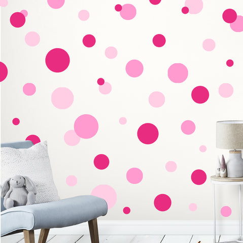 Pink Polka Dot Wall Decals (3 Pinks) - Create-A-Mural