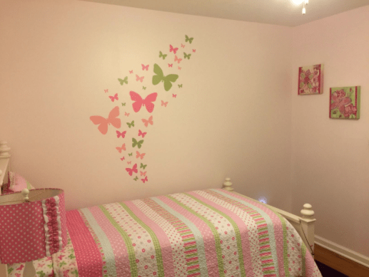 Butterfly Wall Decals- Soft Pink, Pink, & Sage Green Vinyl Wall Decor Stickers - Kids Room Mural Wall Decals