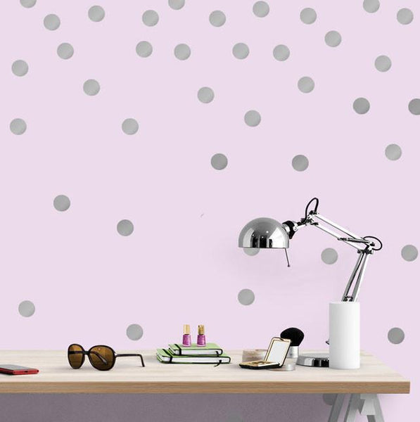 Silver Wall Dot Decals - Kids Room Mural Wall Decals